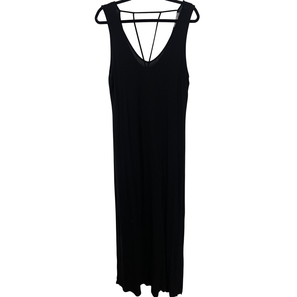 Pink Republic Maxi Dress XL Minimalist Strappy Back Black Slit
